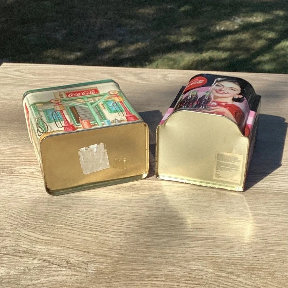 Coca Cola Tin Canisters Set Vintage Gas Station‎ Diner Retro Collectible